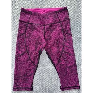 Lululemon Women's Outrun Crop Fuchsia Purple & Black Size 12‎